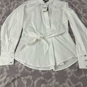 Lauren 100% cotton long sleeve tie front shirt